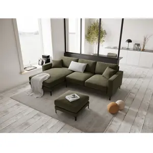 Mazzini Sofas - Canapé d'angle gauche velours Venus 4 places Vert - 248x160x90 OS pas cher