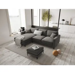 Mazzini Sofas - Canapé d'angle droit Venus 4 places Gris Clair - 248x160x90 cm OS pas cher