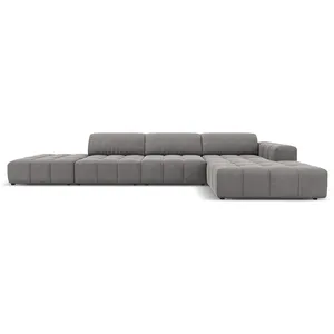 CXL by Christian Lacroix Canapé d'angle droit 5 places en tissu velours gris clair pas cher