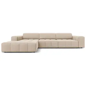 CXL by Christian Lacroix Canapé d'angle gauche 4 places en tissu velours beige clair pas cher
