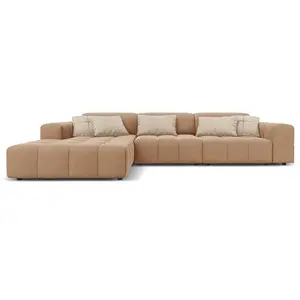 CXL by Christian Lacroix Canapé d'angle gauche 4 places en tissu velours beige foncé pas cher