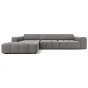 CXL by Christian Lacroix Canapé d'angle gauche 4 places en tissu velours gris clair pas cher