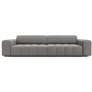 CXL by Christian Lacroix Canapé 4 places en tissu velours gris clair pas cher