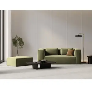 Mazzini Sofas - Pouf velours Verbena 1 place Vert Clair - 100x69x40 OS