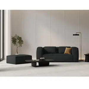 Mazzini Sofas - Pouf Verbena 1 place Anthracite - 100x69x40 OS