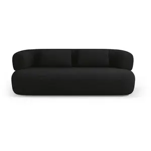 Micadoni Home Canapé 3 places en tissu bouclé noir pas cher