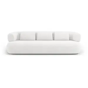 Micadoni Home Canapé 4 places en tissu bouclé ivoire pas cher