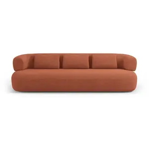 Micadoni Home Canapé 4 places en tissu bouclé brique pas cher