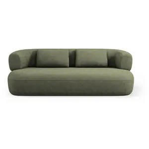 Micadoni Home Canapé 3 places en tissu chenille vert pas cher