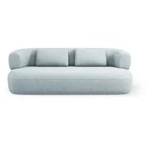 Micadoni Home Canapé 3 places en tissu chenille bleu clair pas cher