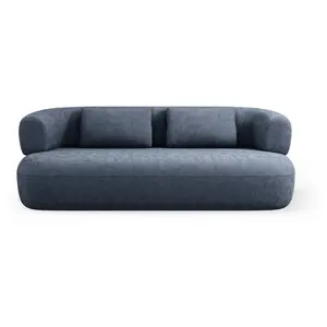 Micadoni Home Canapé 3 places en tissu chenille bleu foncé pas cher