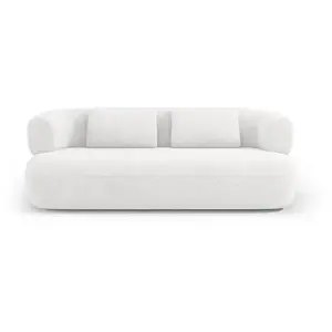 Micadoni Home Canapé 3 places en tissu bouclé ivoire pas cher