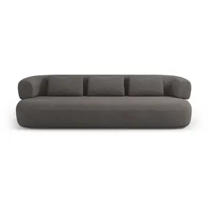 Micadoni Home Canapé 4 places en tissu bouclé gris pas cher