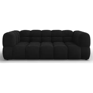 Mazzini Sofas - Canapé Velours Aster 3 Places noir - 214x102x75 cm OS pas cher