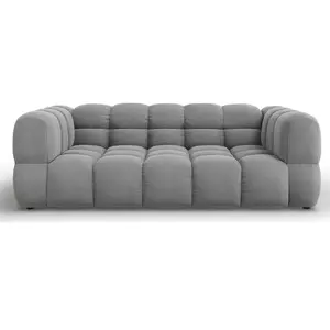 Mazzini Sofas - Canapé Velours Aster 3 Places gris clair - 214x102x75 cm OS pas cher