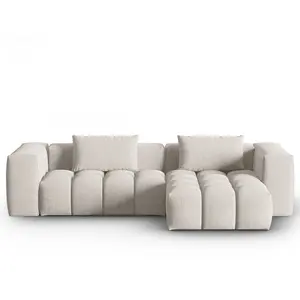 CXL by Christian Lacroix Canapé d'angle droit modulable 3 places en tissu structurel beige