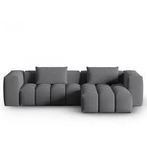 CXL by Christian Lacroix Canapé d'angle droit modulable 3 places en tissu structurel gris pas cher