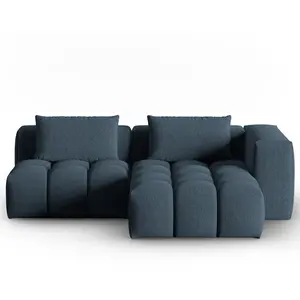 CXL by Christian Lacroix Canapé d'angle droit modulable 3 places en tissu structurel bleu foncé pas cher
