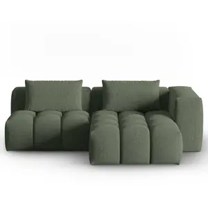 CXL by Christian Lacroix Canapé d'angle modulable 3 places tissu structurel vert olive foncé pas cher