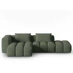 CXL by Christian Lacroix Canapé d'angle modulable 4 places tissu structurel vert olive foncé pas cher
