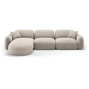 CXL by Christian Lacroix Canapé d'angle gauche modulable 4 places en velours beige foncé