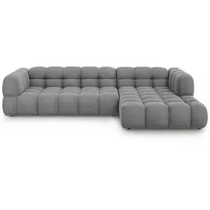 Comparateur de prix : Canapé d'angle droit modulable "Sky" 4 places en velours gris clair