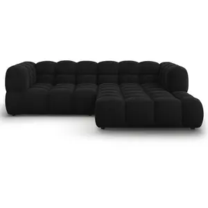 Canapé d'angle droit modulable "Sky" 3 places en velours noir pas cher