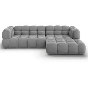 Canapé d'angle droit modulable "Sky" 4 places en velours gris clair pas cher