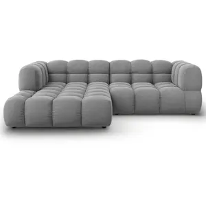 Comparateur de prix : Canapé d'angle gauche modulable "Sky" 3 places en velours gris clair