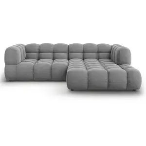 Canapé d'angle droit modulable "Sky" 3 places en velours gris clair pas cher