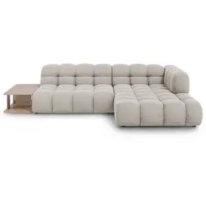 Comparateur de prix : Canapé d'angle droit modulable "Sky" 4 places en velours beige clair