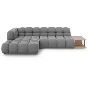 Canapé d'angle gauche modulable "Sky" 4 places en velours gris clair pas cher