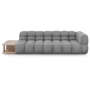 Canapé modulable gauche "Sky" 4 places en velours gris clair pas cher