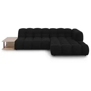 Canapé d'angle droit modulable "Sky" 4 places en velours noir pas cher