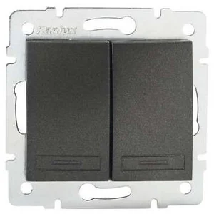 KANLUX Interrupteur Encastrable Double domo Graphite pas cher