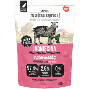 500g Wiejska Zagroda Monoprotein Adult agneau nourriture humide pour c...