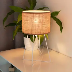 Duolla Lampe à poser Trixi avec structure en fil métallique blanc/beig... pas cher