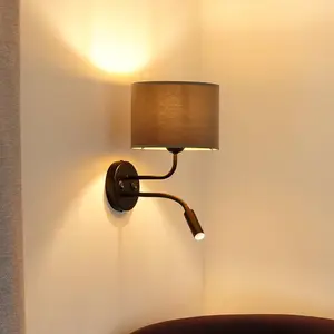 Duolla Applique murale Roller, velours gris, noir, avec lampe de lectu...Vendu parluminaire