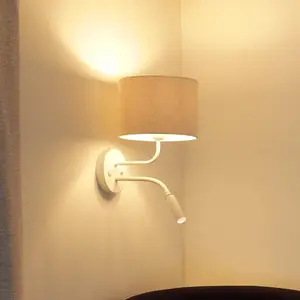 Duolla Applique murale Roller, Cord blanc, blanc, avec lampe de lectur... pas cher