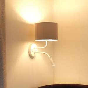 Duolla Applique murale Roller, Soro gris clair, blanc, avec lampe de l...Vendu parluminaire