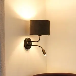 Duolla Applique murale Roller, cordon gris foncé, noir, avec lampe de ...Vendu parluminaire