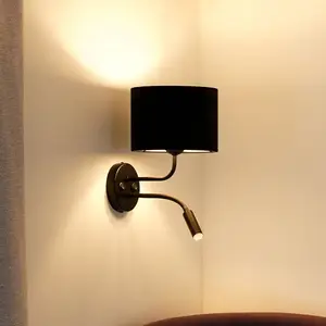 Duolla Applique murale Roller, Cord noir, noir, avec lampe de lecture pas cher