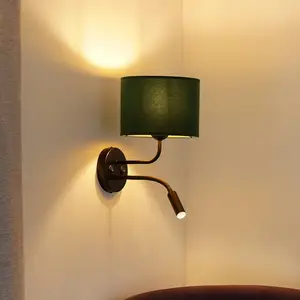 Duolla Applique murale Roller, velours vert foncé, noir, avec lampe de... pas cher