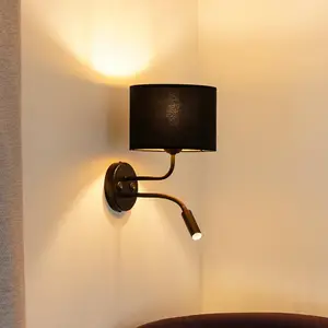 Duolla Applique murale Roller, velours noir, noir, avec lampe de lectu... pas cher