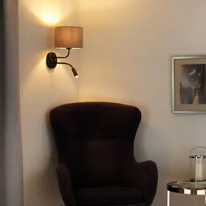 Duolla Applique murale Roller, velours, noir/beige, lampe de lecture pas cher