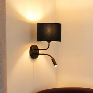 Duolla Applique murale Roller, velours bleu foncé, noir, avec lampe de... pas cher