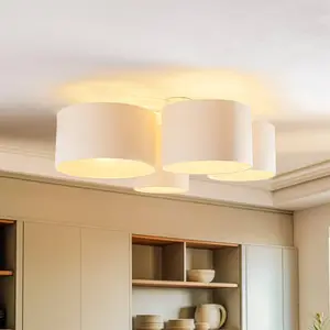 Euluna Lodge plafonnier, à 4 lampes, beige pas cher