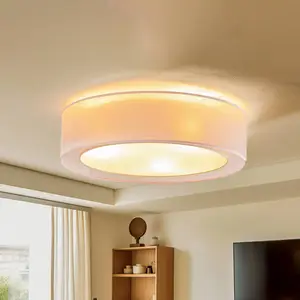 Euluna Tibu plafonnier, tissu, Ø50 cm, cappuccino pas cher