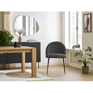 Lot de chaises LALIE tissu velours côtelé et pieds métal noir Bobochic pas cher