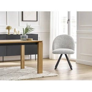 Lot de chaises LALIE tissu chiné et pieds étoile gris clair   BOBOCHIC